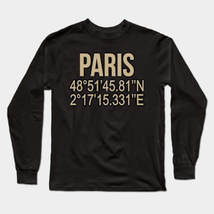 Paris France City Coordinates Long Sleeve T-Shirt